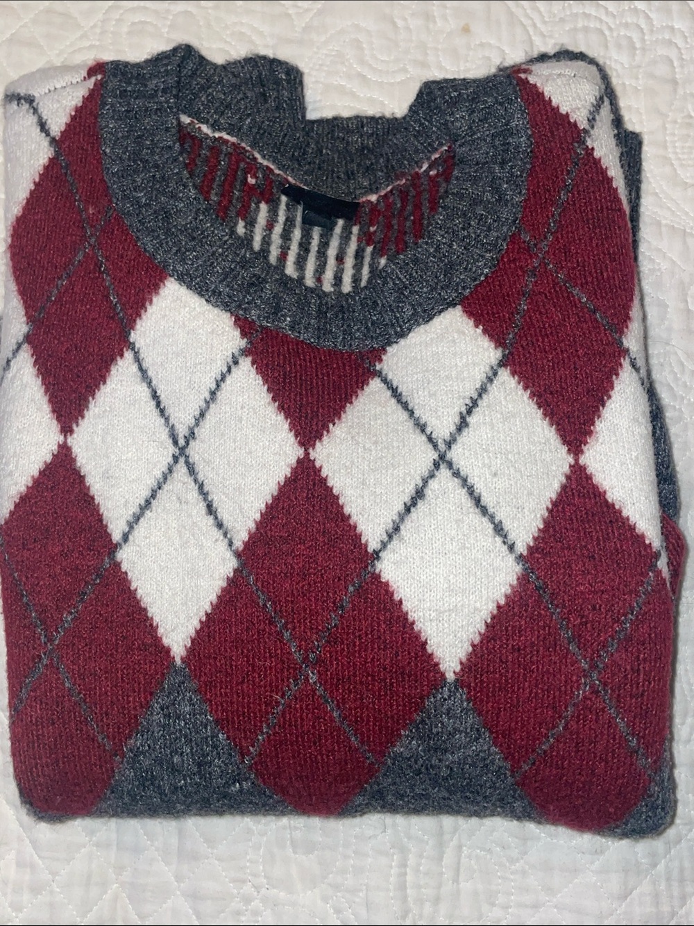 Torrid Argyle Long Sleeve Sweater.  Gray, Red, White. Size 0.